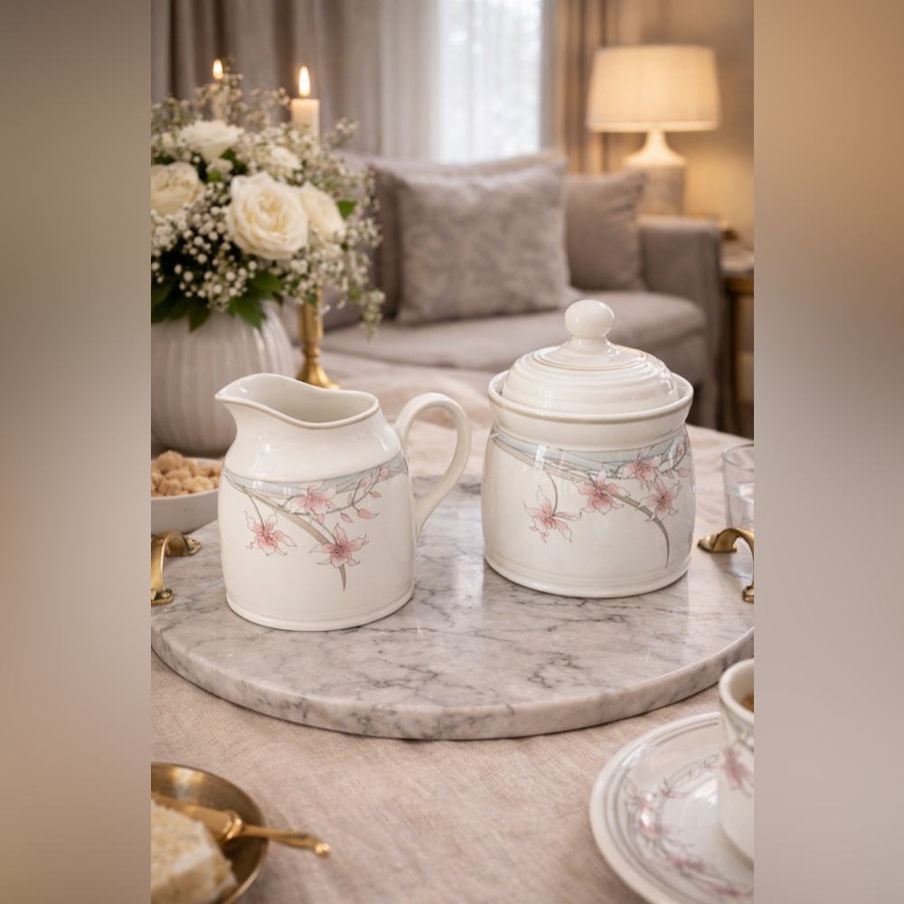 Royal Doulton “Mayfair” (Lambethware) Creamer & Covered Sugar Bowl – L.S. 1052